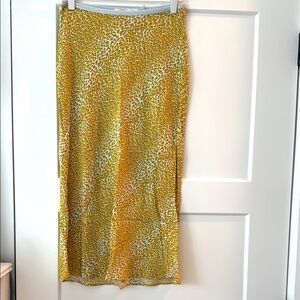 Diane Von Furstenberg Yellow Gold Animal-Print Midi Skirt